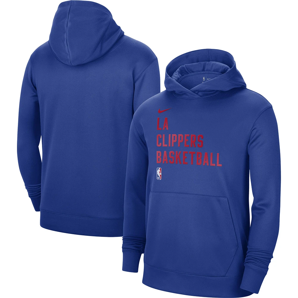 Unisex Nike Blue LA Clippers 2023/24 Performance Spotlight On-Court Practice Pullover Hoodie