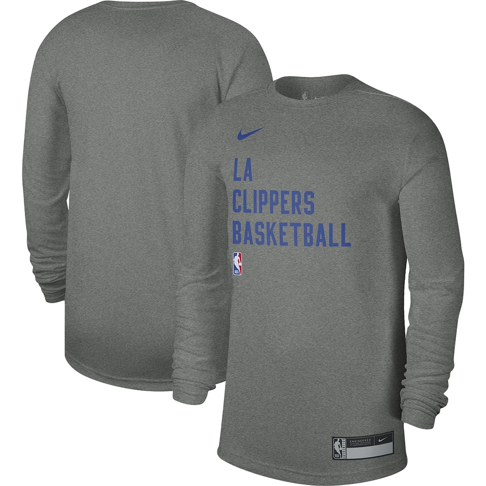 T-shirt à manches longues unisexe Nike LA Clippers 2023/24 Legend On-Court Practice gris chiné