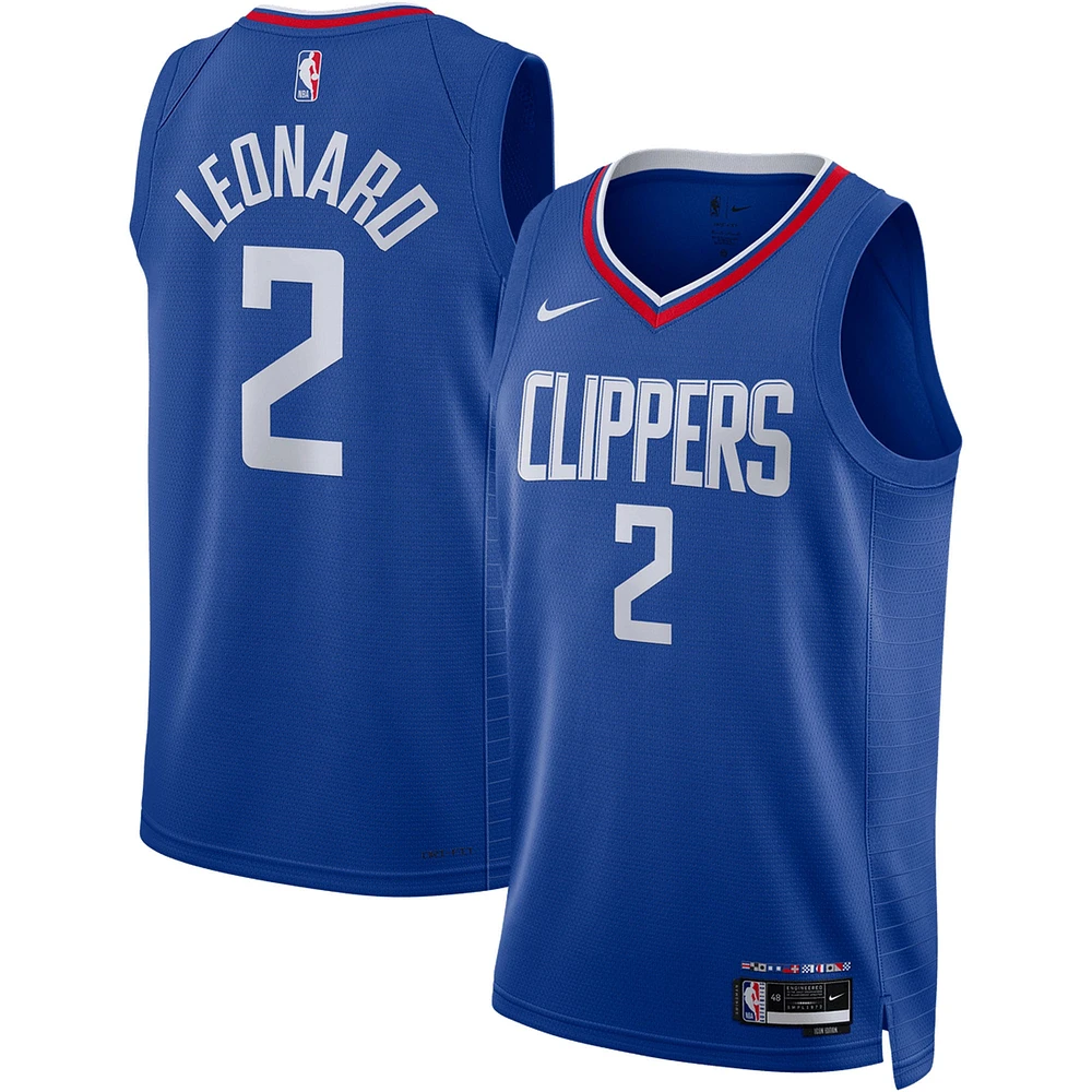 Maillot de joueur Nike Kawhi Leonard Royal LA Clippers Swingman unisexe - Icon Edition