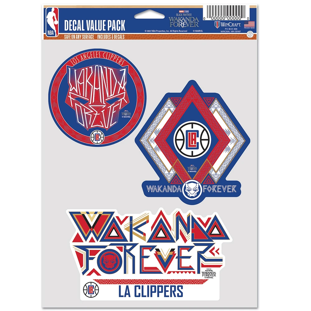 WinCraft LA Clippers Lot de trois autocollants pour ventilateur Black Panther 2