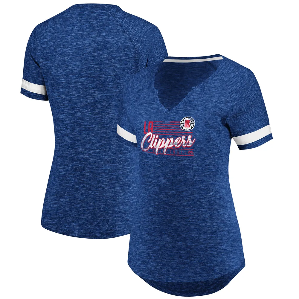 Women's Royal/White La Clippers Team V-Neck T-Shirt Size: Medium