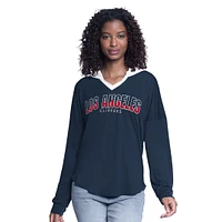Women's G-III 4Her by Carl Banks Navy LA Clippers Bench Player Oversized Long Sleeve Hooded Top