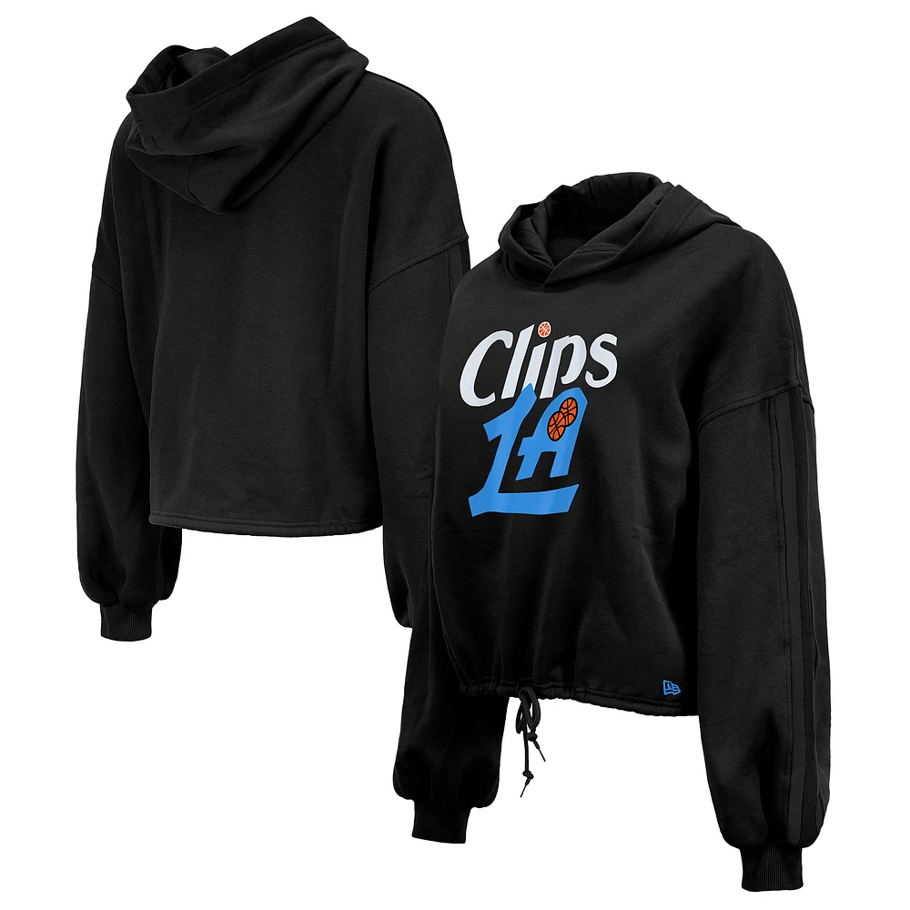 Sweat à capuche court LA Clippers City Edition 2024/25 New Era pour femme, noir