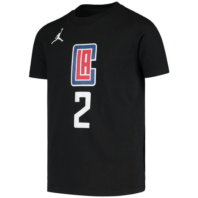 T-shirt Jordan Brand Kawhi Leonard noir LA Clippers Statement Edition pour jeune avec nom et numéro