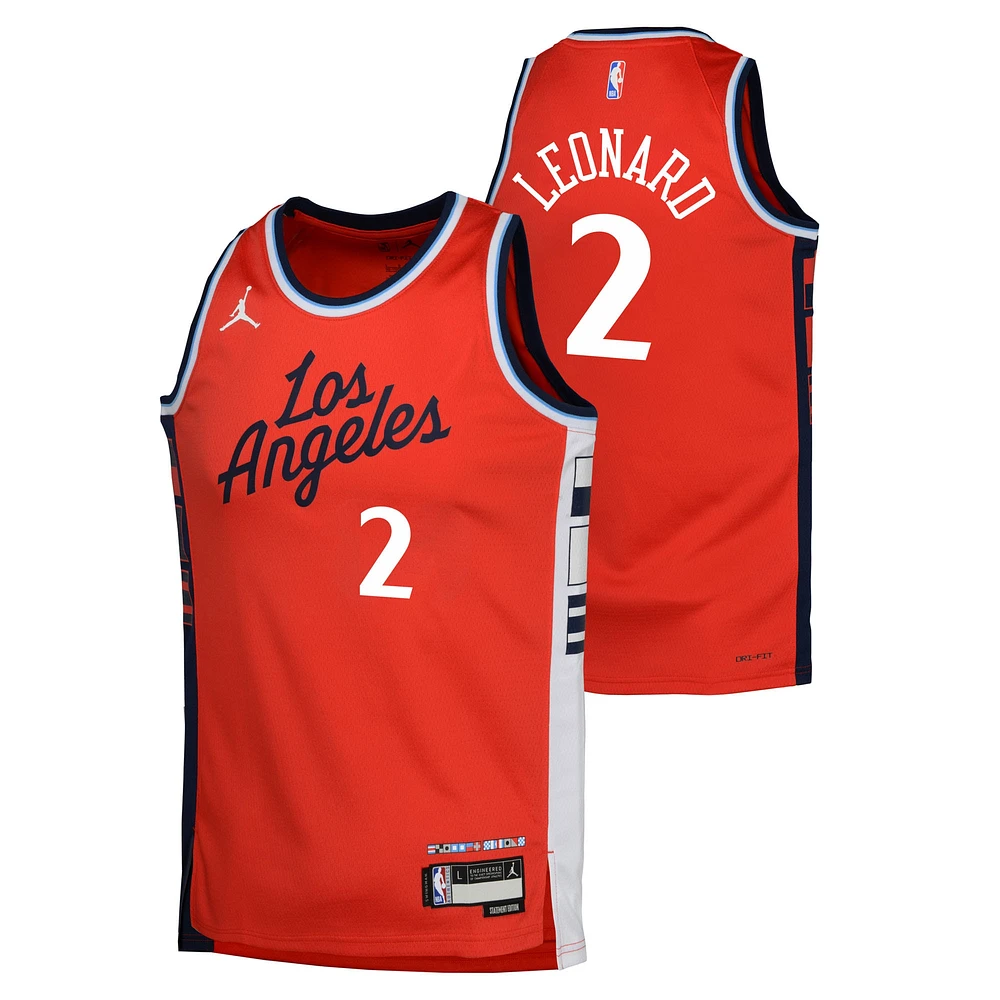 Maillot Swingman Jordan Brand Kawhi Leonard rouge pour jeune LA Clippers - Édition Statement