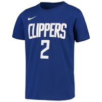 Youth Nike Kawhi Leonard Blue LA Clippers Icon Edition Name & Number Performance T-Shirt