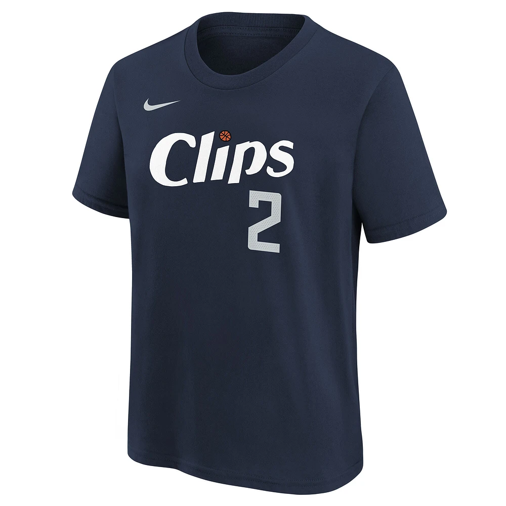 Youth Nike Kawhi Leonard Navy LA Clippers 2023/24 City Edition Name & Number T-Shirt