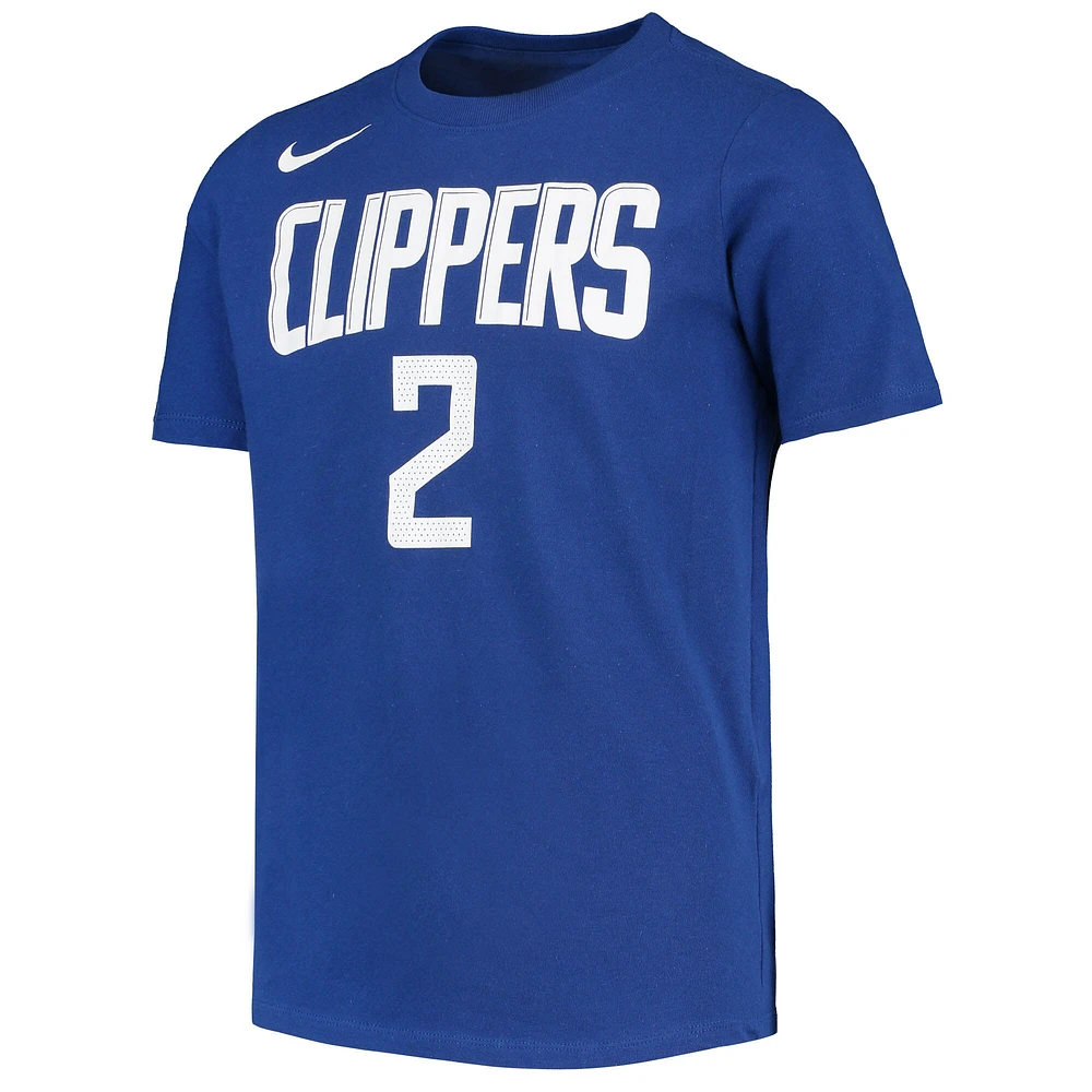 T-shirt de performance Nike Kawhi Leonard Royal LA Clippers avec nom et numéro pour enfant