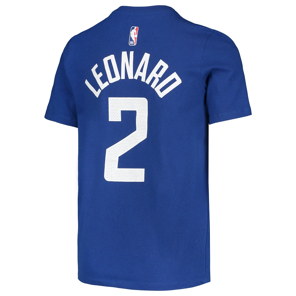 T-shirt de performance Nike Kawhi Leonard Royal LA Clippers avec nom et numéro pour enfant