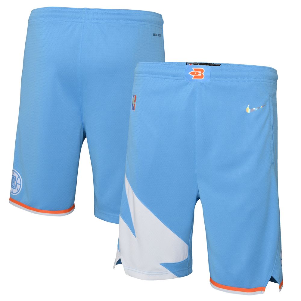 Youth Nike Light Blue LA Clippers 2021/22 City Edition Courtside Swingman Shorts