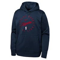 Youth Nike Navy LA Clippers Performance Practice Spotlight Pullover Hoodie