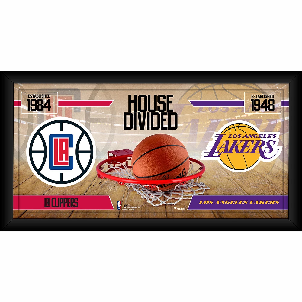 Collage encadré de 10" x 20" des Clippers de Los Angeles contre les Lakers de Los Angeles