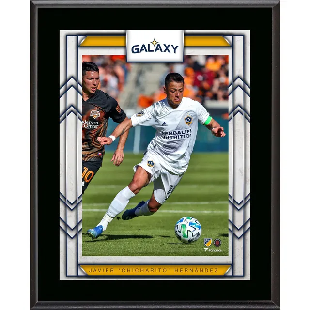 Javier Chicharito Hernandez La Galaxy Unsigned White Jersey Kicking Photograph