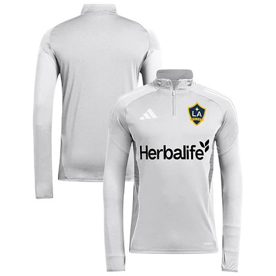 Men's adidas  Silver LA Galaxy 2025 AEROREADY Quarter-Zip Long Sleeve Training Top