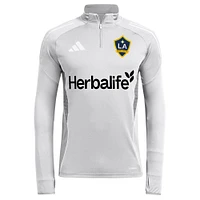 Men's adidas  Silver LA Galaxy 2025 Quarter-Zip Long Sleeve Training Top