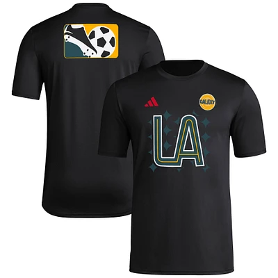 T-shirt d'avant-match adidas LA Galaxy 2024 Jersey Hook noir pour homme