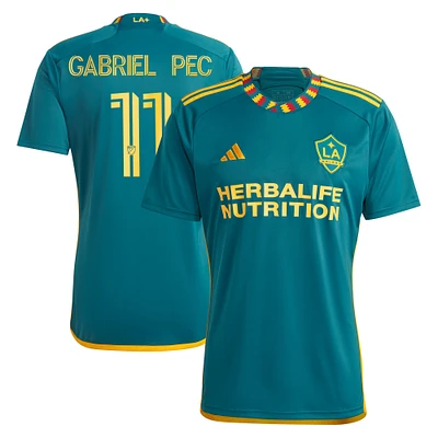 Men's adidas Gabriel Pec Green LA Galaxy 2024 Kit Replica Player Jersey