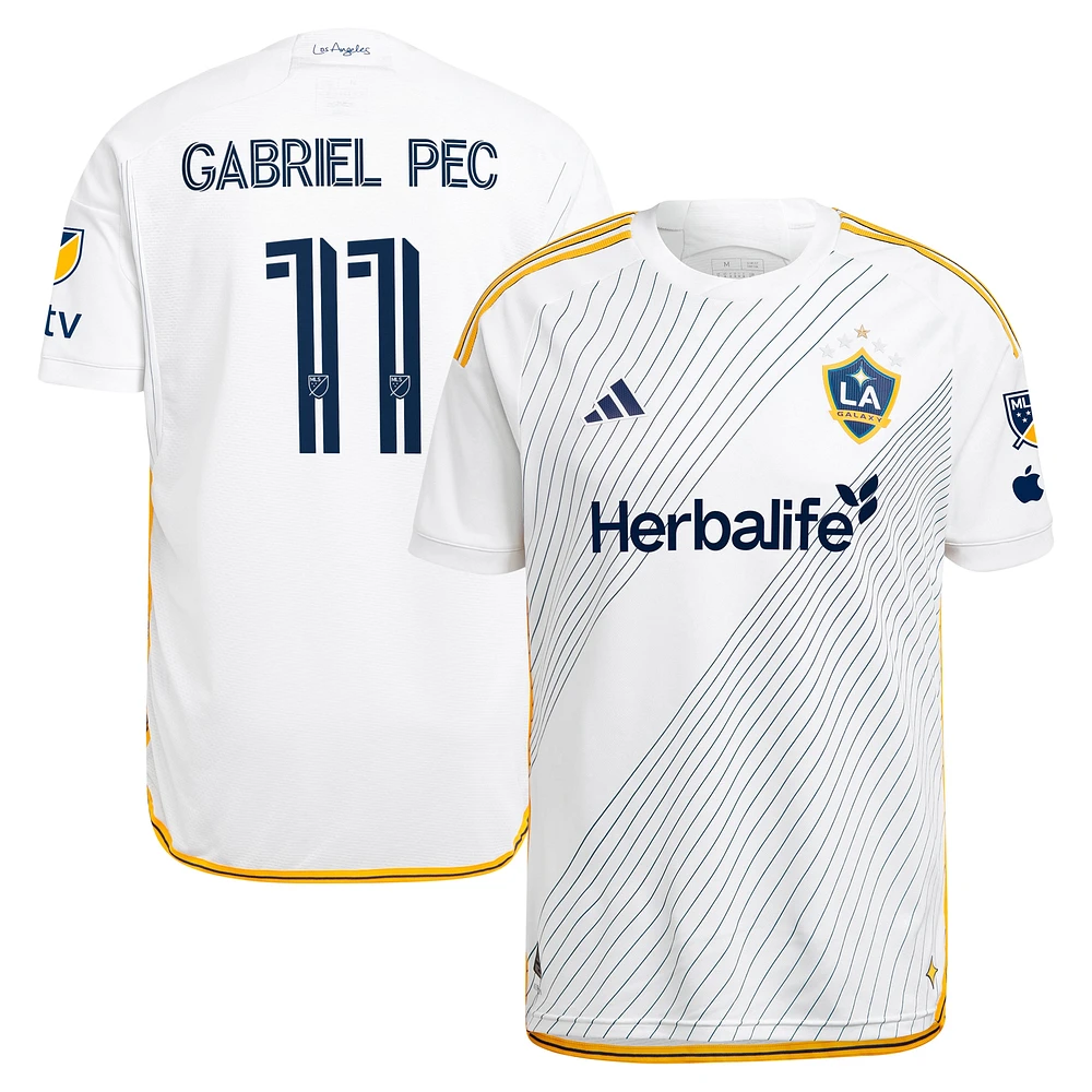 Men's adidas Gabriel Pec White LA Galaxy 2024 Angelino Kit Authentic Player Jersey