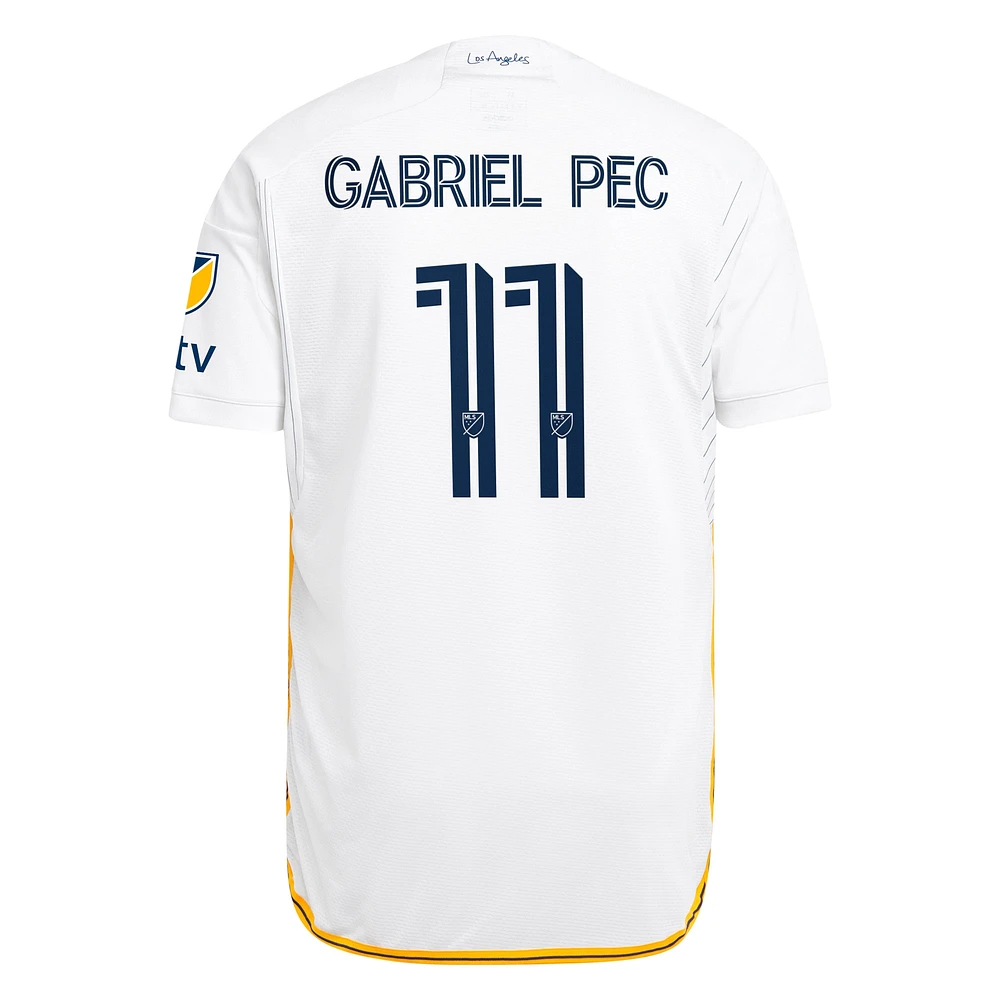 Men's adidas Gabriel Pec White LA Galaxy 2024 Angelino Kit Authentic Player Jersey