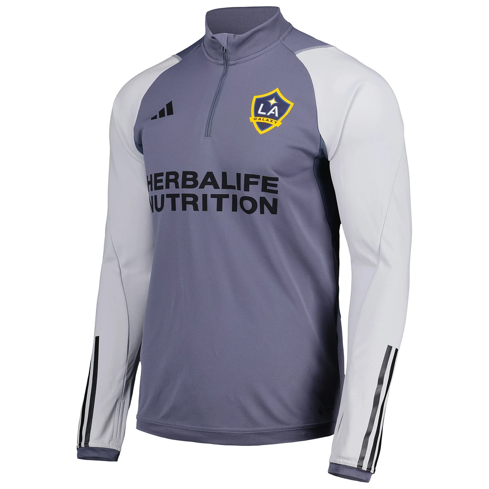 Men's adidas Gray LA Galaxy 2023 On-Field AEROREADY Quarter-Zip Training Top