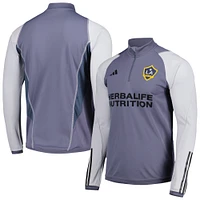 Men's adidas Gray LA Galaxy 2023 On-Field AEROREADY Quarter-Zip Training Top