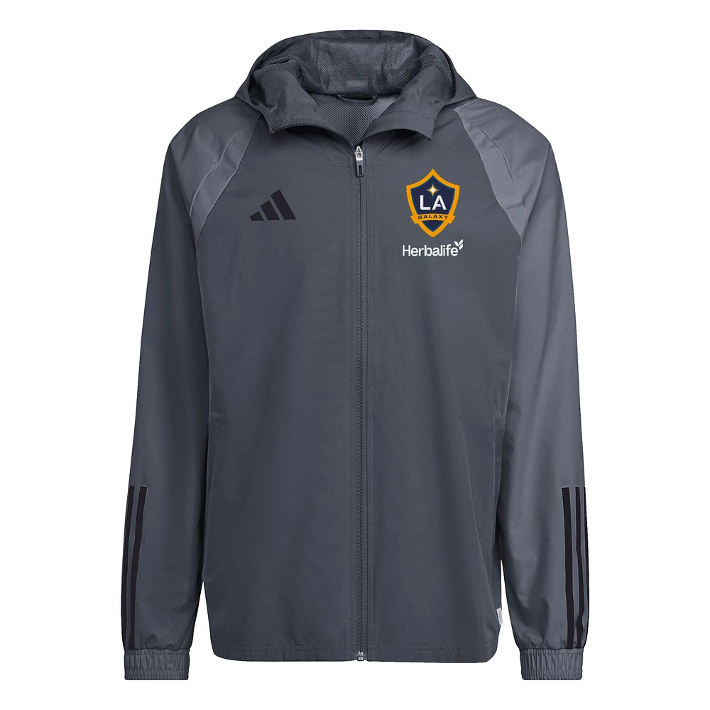 Veste adidas LA Galaxy 2024 toutes saisons raglan entièrement zippée pour homme, grise