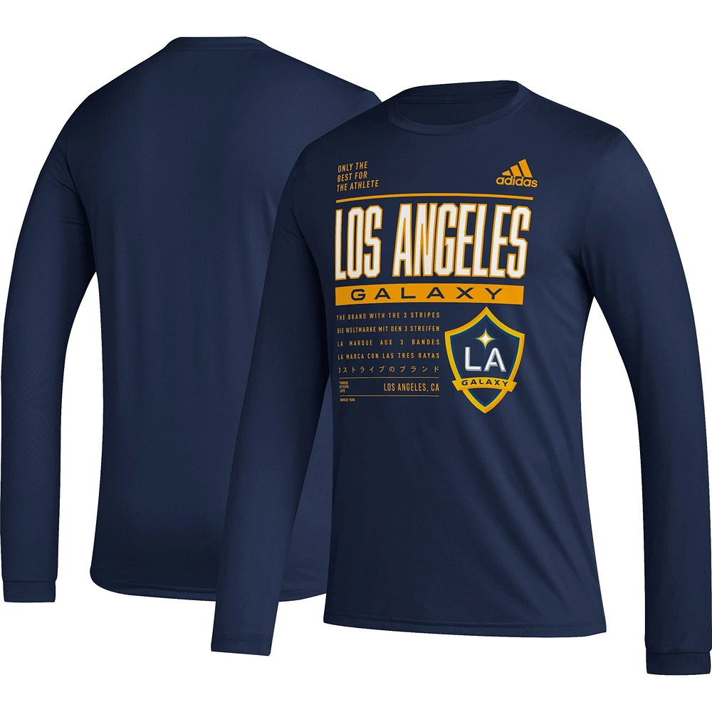 T-shirt à manches longues AEROREADY LA Galaxy Club DNA adidas bleu marine pour homme