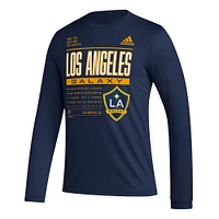 Men's adidas Navy LA Galaxy Club DNA Long Sleeve AEROREADY T-Shirt