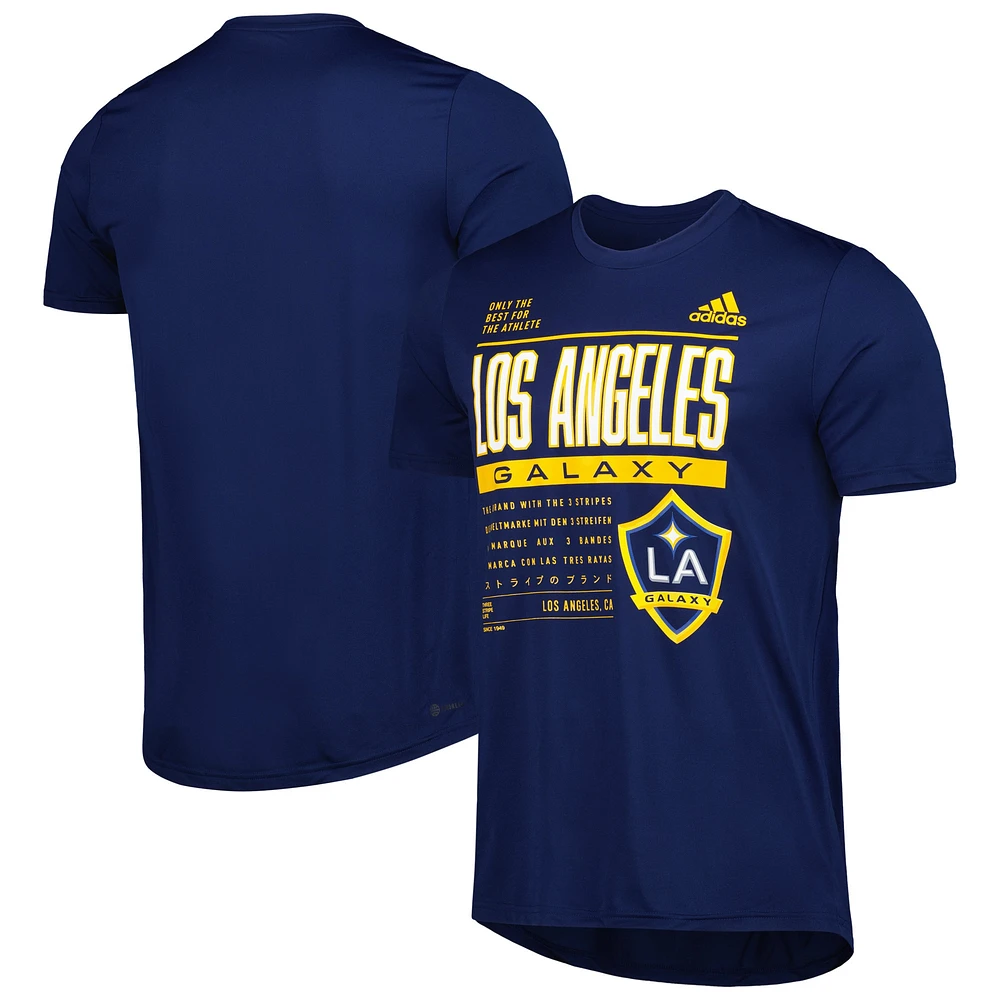 T-shirt adidas LA Galaxy Club DNA Performance pour hommes, bleu marine