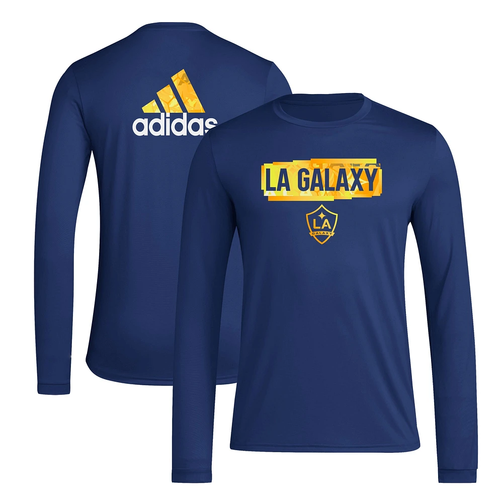 Men's adidas Navy LA Galaxy Local Pop AEROREADY Long Sleeve T-Shirt