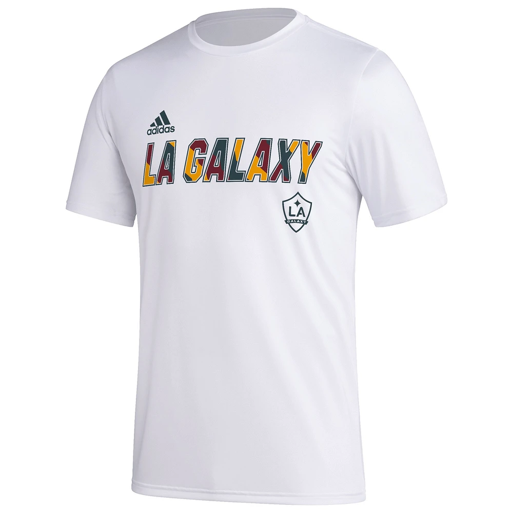 T-shirt adidas LA Galaxy Team Jersey Hook AEROREADY blanc pour homme