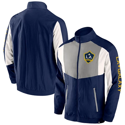 Veste de survêtement entièrement zippée LA Galaxy Net Goal Raglan bleu marine marque Fanatics pour hommes