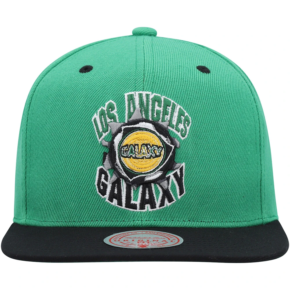 Casquette Snapback LA Galaxy Breakthrough Mitchell & Ness verte pour homme