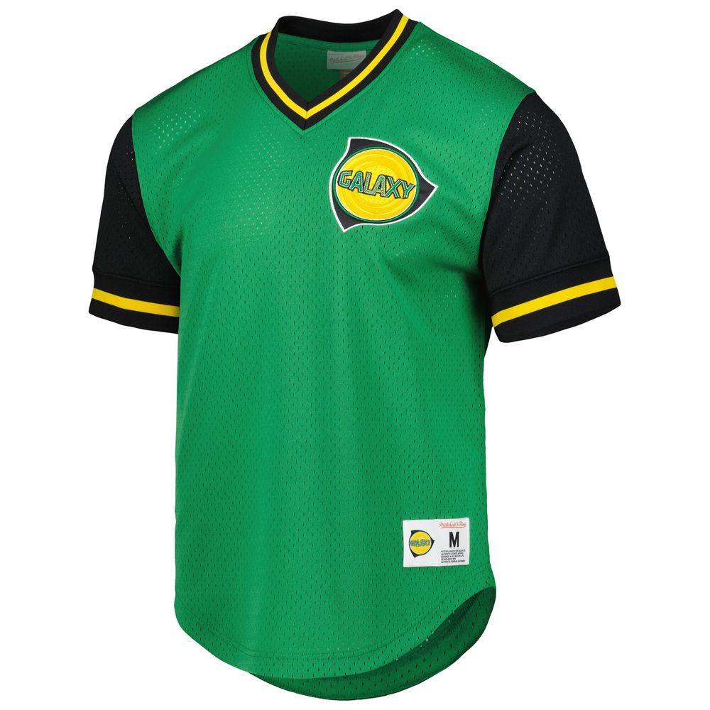 Men's Mitchell & Ness Green LA Galaxy Mesh V-Neck T-Shirt