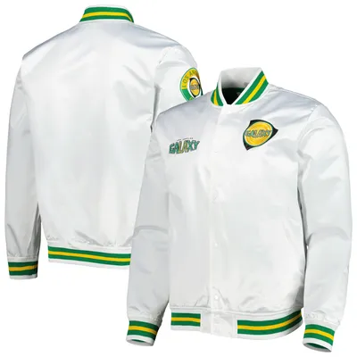 Men's Mitchell & Ness  White LA Galaxy City Full-Snap Satin Jacket