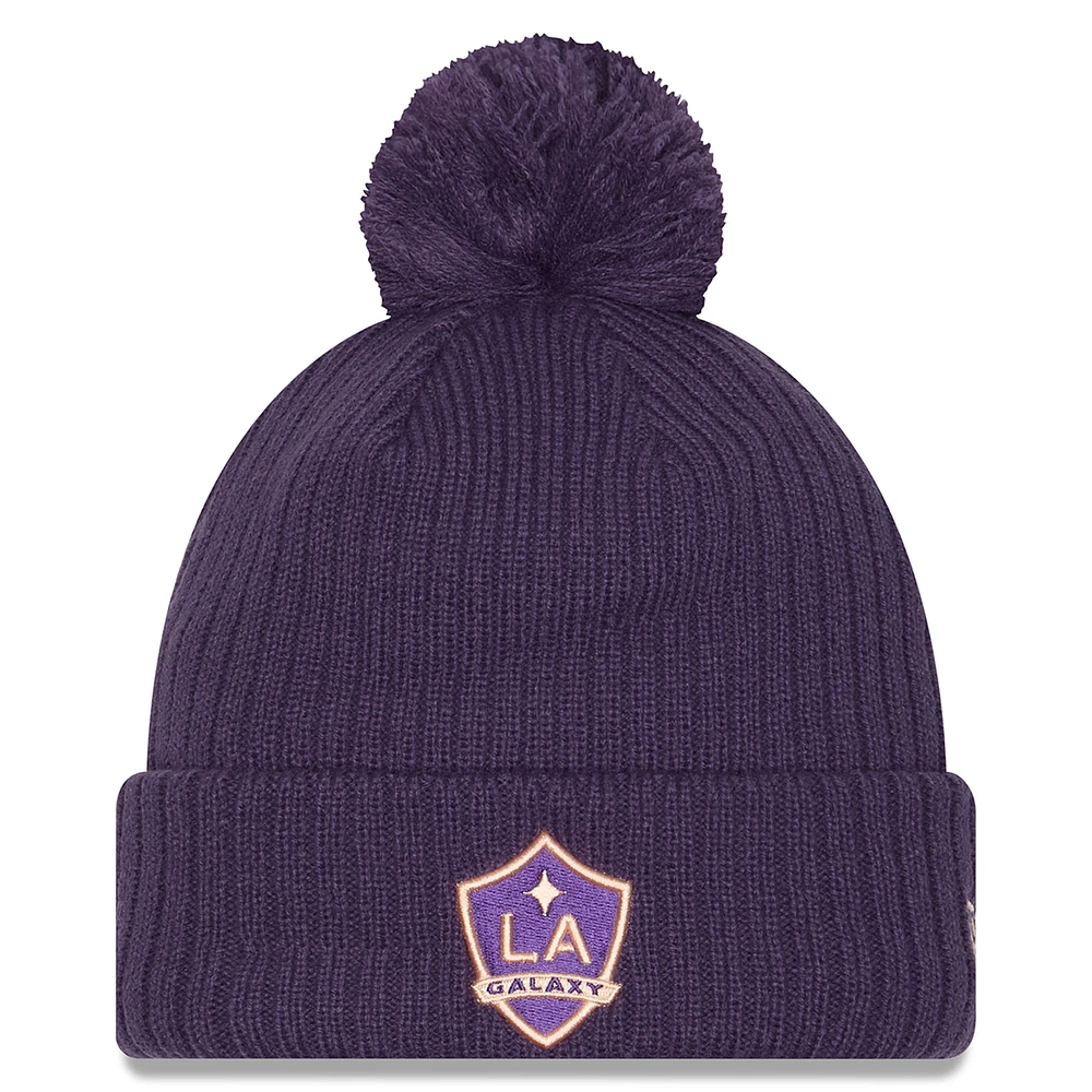 Men's New Era  Purple LA Galaxy 2025 Jersey Hook Cuffed Knit Hat with Pom