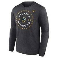 T-shirt unisexe à manches longues Fanatics Heather Charcoal LA Galaxy 2024 MLS Western Conference Champions Vestiaire