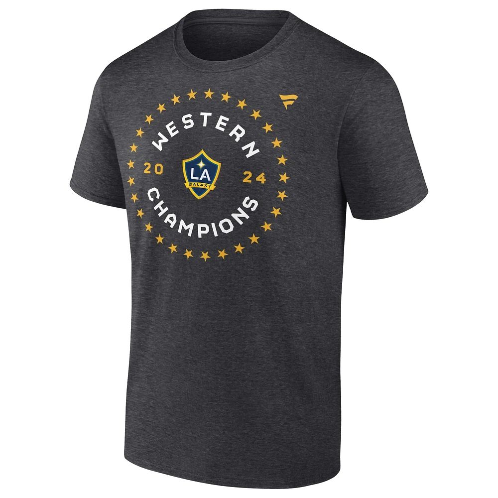 Unisex Fanatics  Heather Charcoal LA Galaxy 2024 MLS Western Conference Champions Locker Room T-Shirt