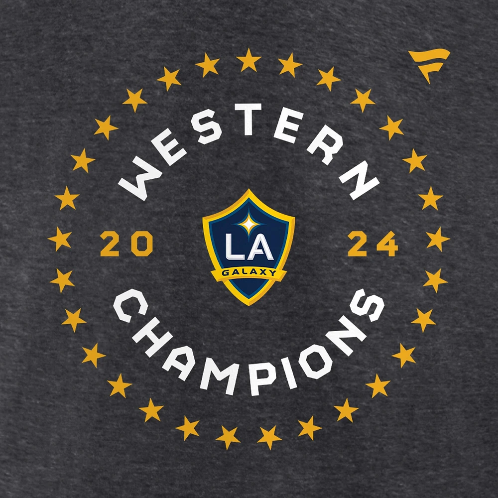 T-shirt unisexe Fanatics Heather Charcoal LA Galaxy 2024 MLS Western Conference Champions Vestiaire