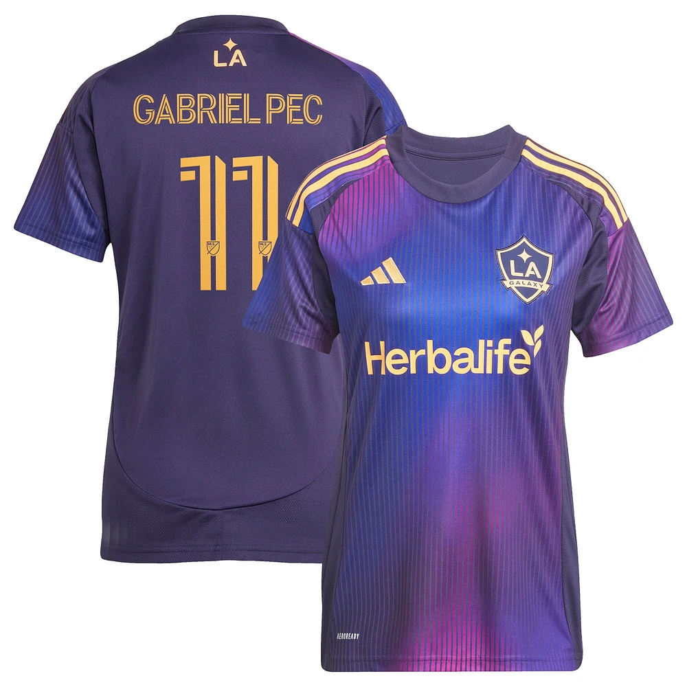 Maillot de joueur réplique adidas Gabriel Pec Navy LA Galaxy 2025 RIZON pour femme