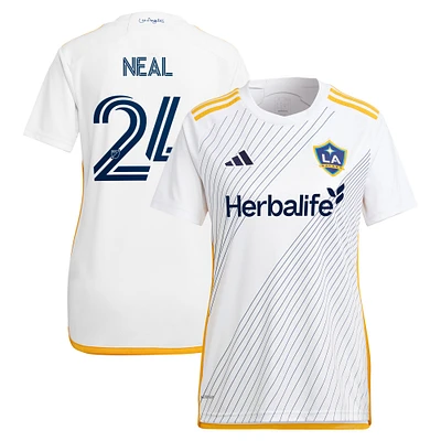 Maillot de joueur adidas Jalen Neal blanc LA Galaxy 2024 Angeleno Kit Replica pour femme