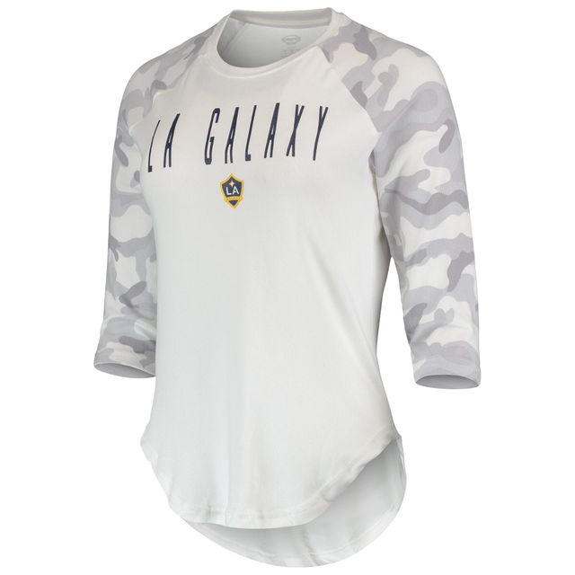 Haut raglan à manches 3/4 LA Galaxy Composite Concepts Sport pour femme, blanc/gris