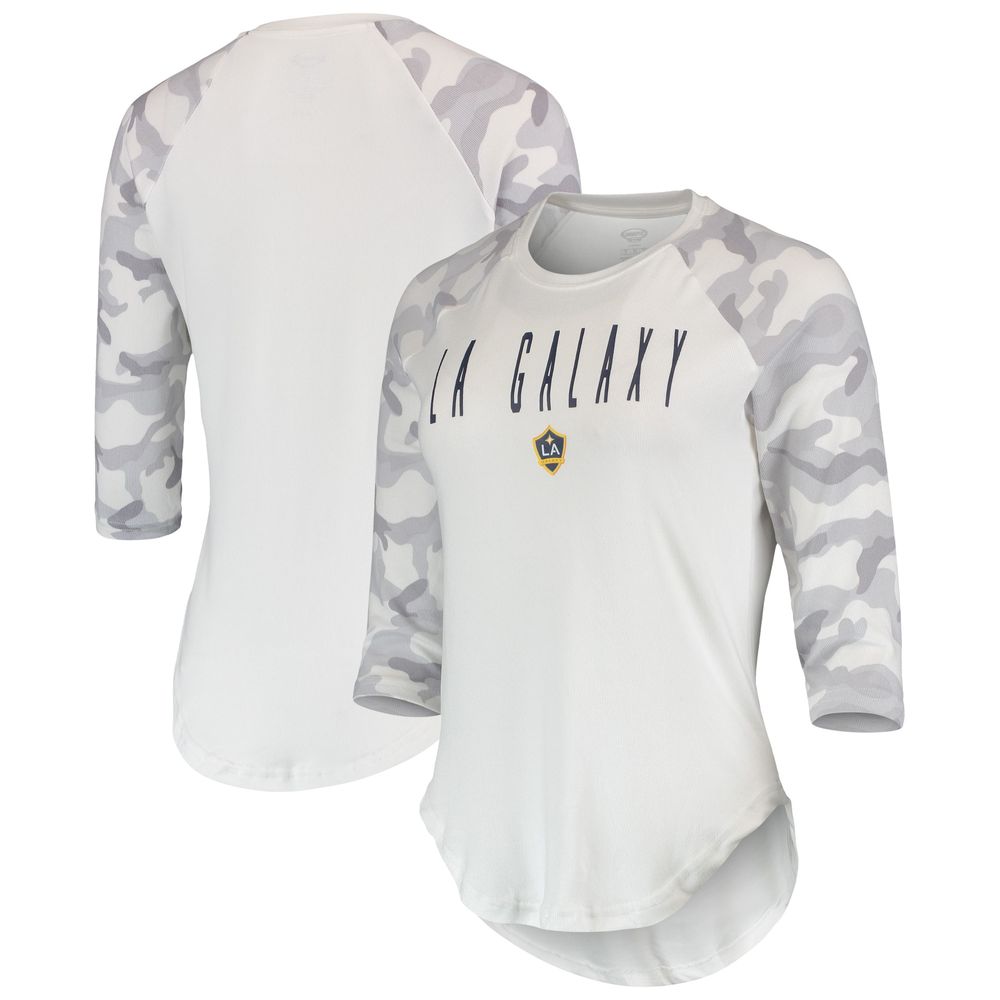 Women's Concepts Sport White/Gray LA Galaxy Composite 3/4-Sleeve Raglan Top