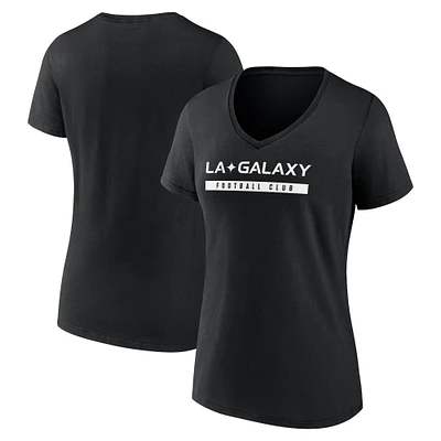 T-shirt noir à col en V furtif LA Galaxy Fundamentals de marque Fanatics pour femmes