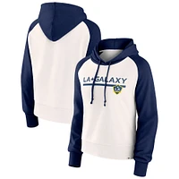 Women's Fanatics White LA Galaxy Free Kick Fleece Raglan Pullover Hoodie