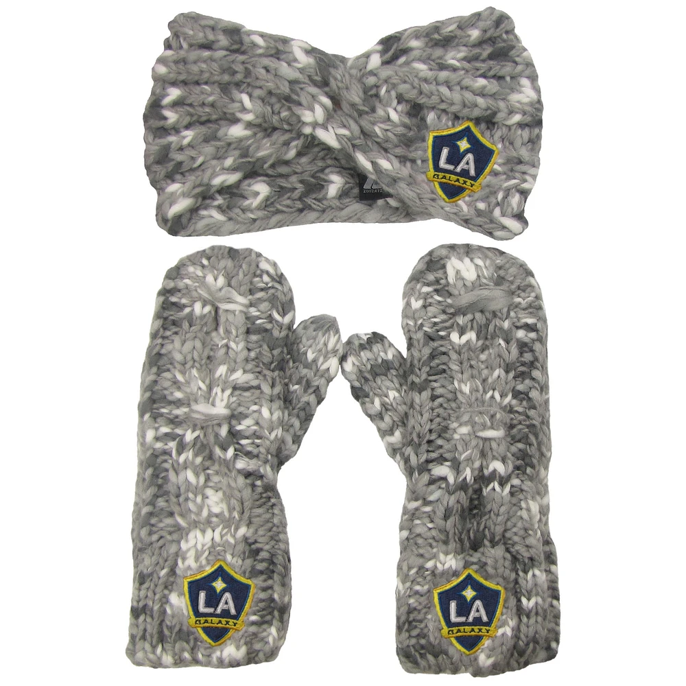 LA Galaxy ZooZatz Women's Marled Headband and Mittens Set - Gray