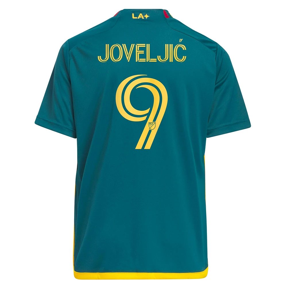 Maillot adidas Dejan Joveljic enfant vert LA Galaxy 2023 Kit Replica Player