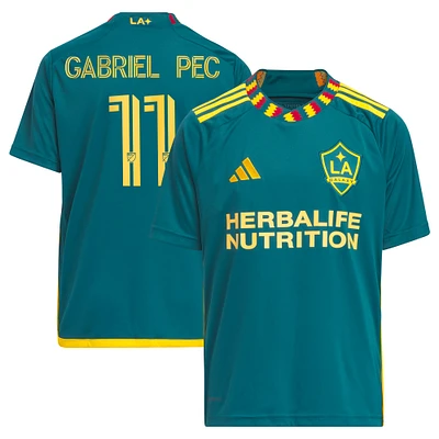 Maillot de joueur réplique pour jeunes adidas Gabriel Pec vert LA Galaxy 2024 Kit