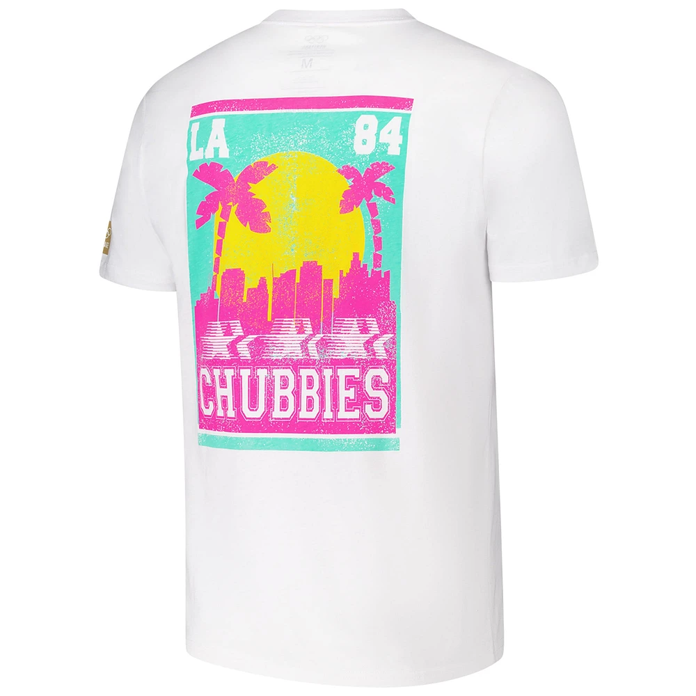 Men's Chubbies White LA28 Summer Olympics The Looking Good For 40 T-Shirt