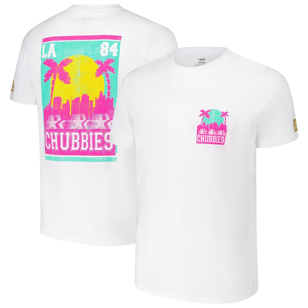 T-shirt Chubbies blanc pour homme des Jeux olympiques d'été de LA28, « Le beau temps 40 ans »